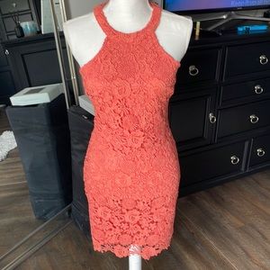 Lulus Lace Coral Salmon Dress